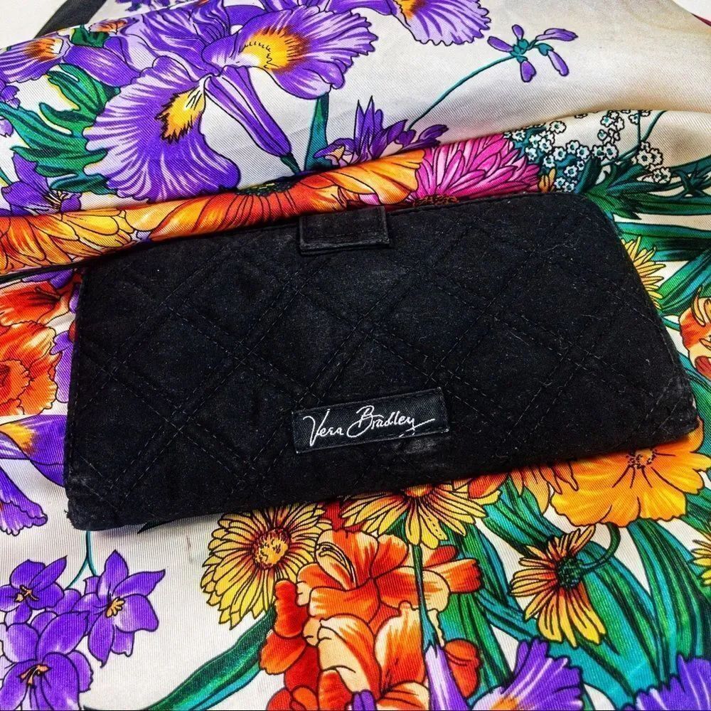 Vera Bradley Black Quilted Microfiber Long Wallet